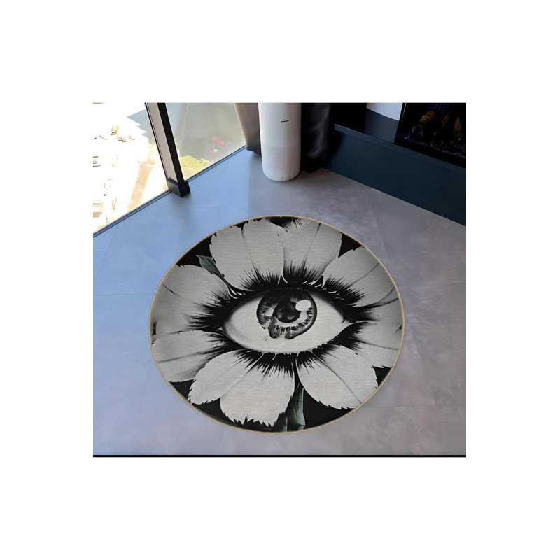Tapis tissé à motif de fleurs, Rond 2 pi 8 po
