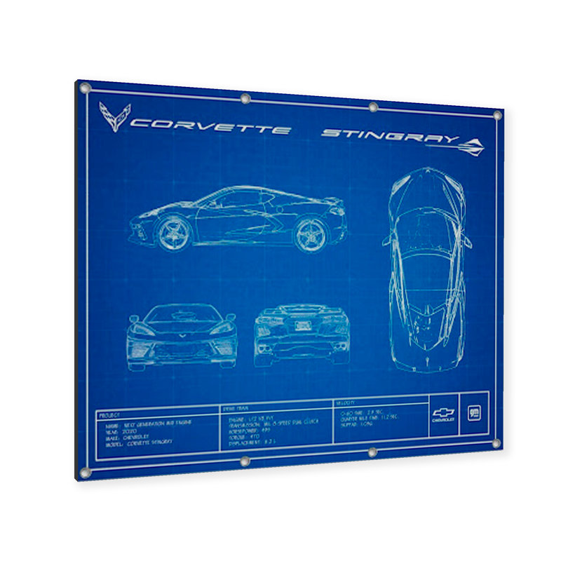 C8 Blueprint sur impression métallique