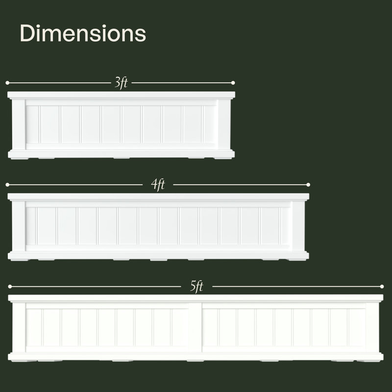 Selevae Resin Window Box Planter with Water Reservoir, 11" H x 36" W x 11" D, Black