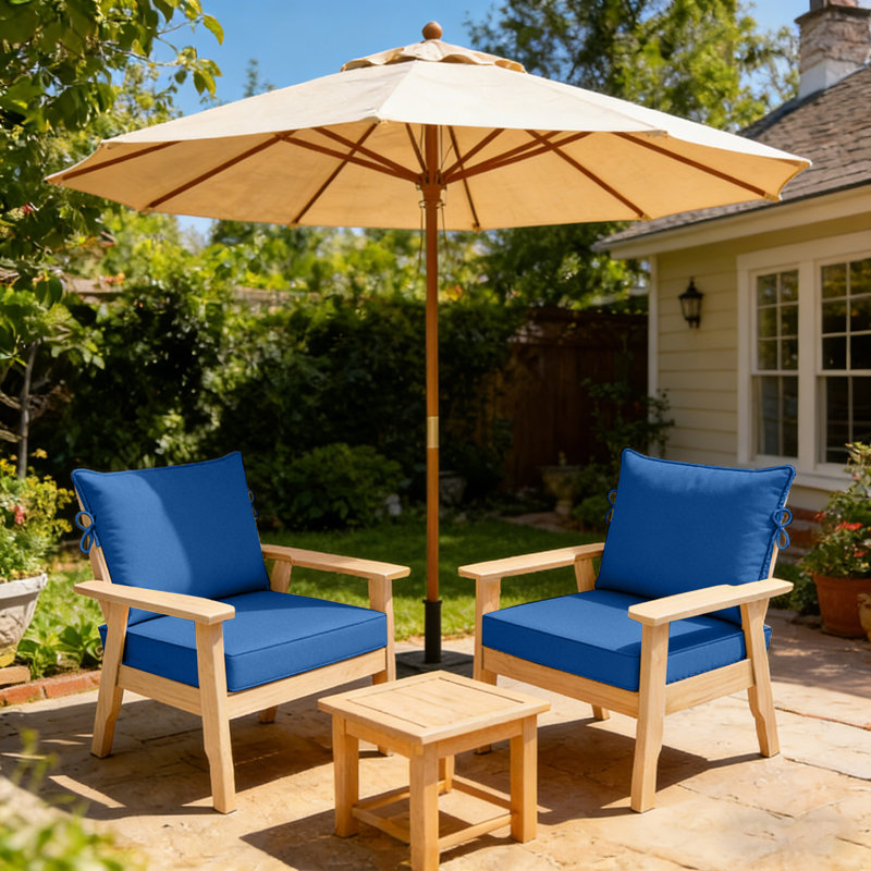 Fade Resistant Outdoor Chair Cushions Set Of 2, Deep Seat Patio Cushions 24 X 24 With Removable Cover, 28D High Resilience Foam Replacement Outdoor Seat Cushions With For Sofa, Adirondack Chair, Sectional,Light Blue