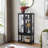 Curio Cabinet Lighted Curio Display Cabinet With Open Storage Space,Solid Wood Legs And Adjustable Shelves, Acrylic Mirrored Back Panel, Tempered Glass Doors,3 Tier And One Open Space(E26 Light Bulb N