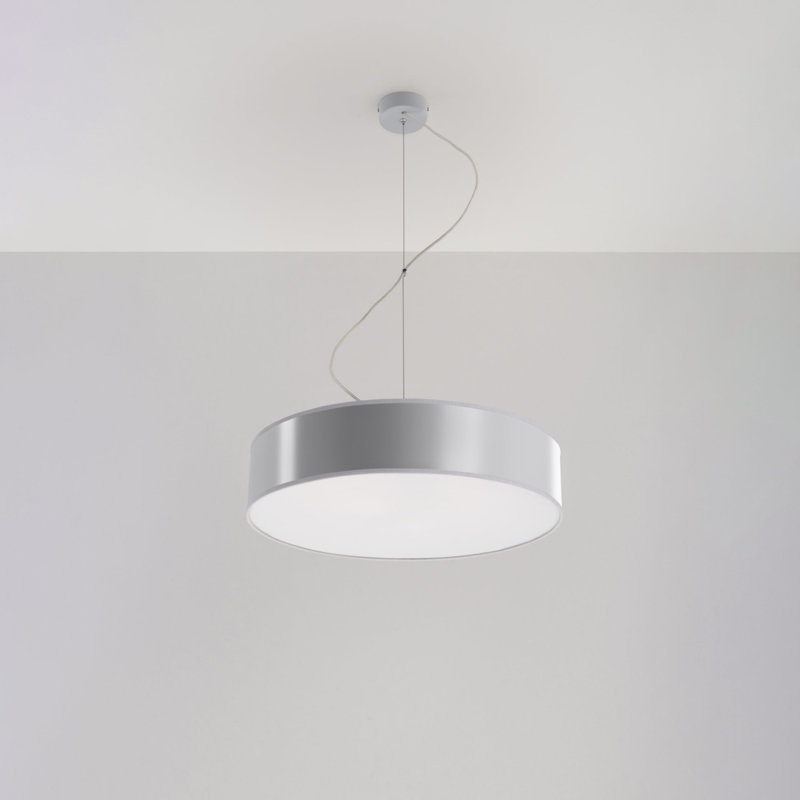  Light Drum Pendant, White, 2