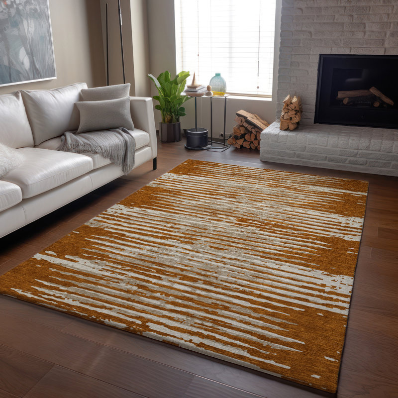 Premium Machine Washable Prisco Paprika Rug, Rectangle 9' x 12'