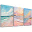 «Pink Beach», reproduction sur toile 3 pièces pour décoration de salon-2128461801