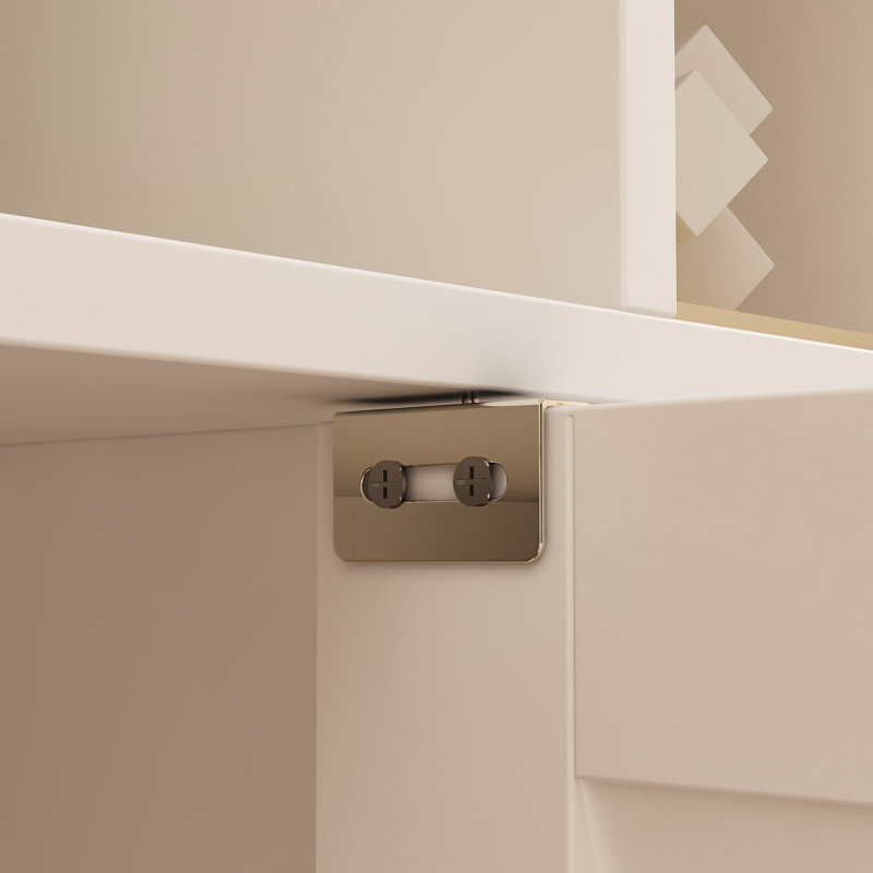 78.7''H X 78'' W White Symmetrical Combination Bookcase With 3-Cabinet And Louvered Doors