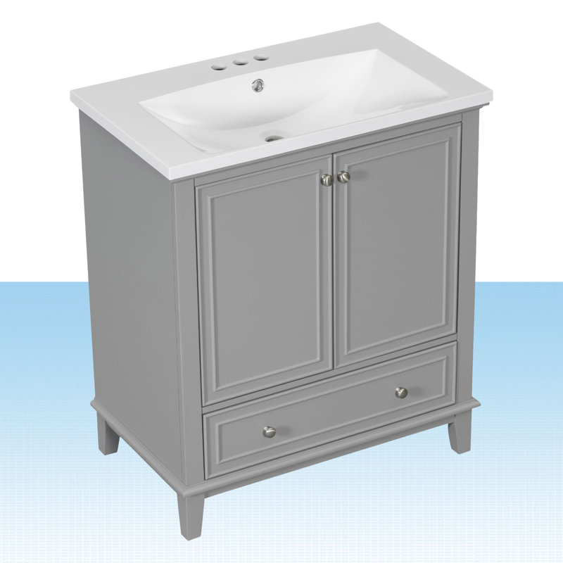 Meuble-lavabo simple 30 po avec comptoir, Gris