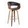 Chagnon Swivel Counter or Bar Height Bar Stool with Arms and Open Back in Faux Leather, Wood