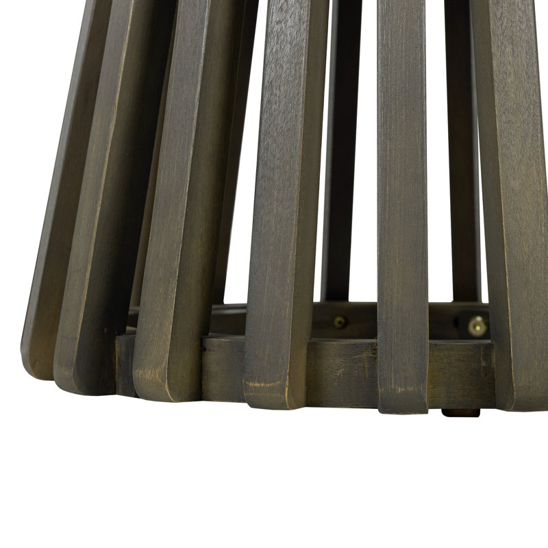Outdoor Acacia Wood Patio Side Table, Round Coffee Table for Backyard, Lawn, Balcony, Durable and Stylish, Gray