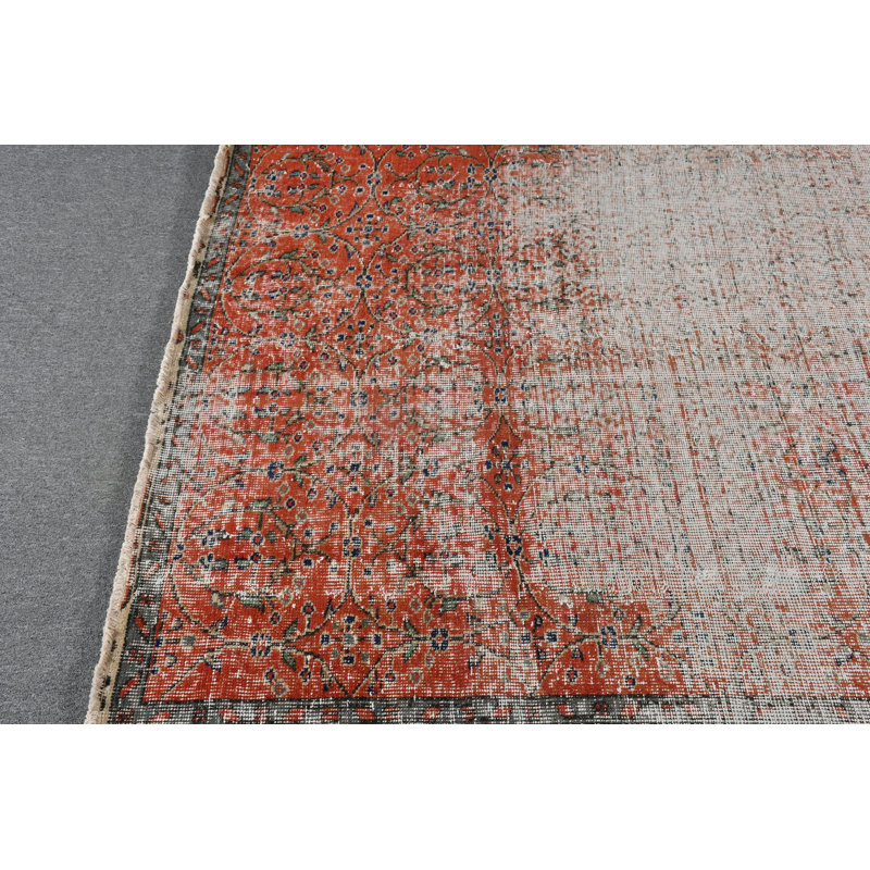Grand tapis turc rétro Oushak de teinte rouge avec un motif tribal antique pour un décor de salon rouge / beige