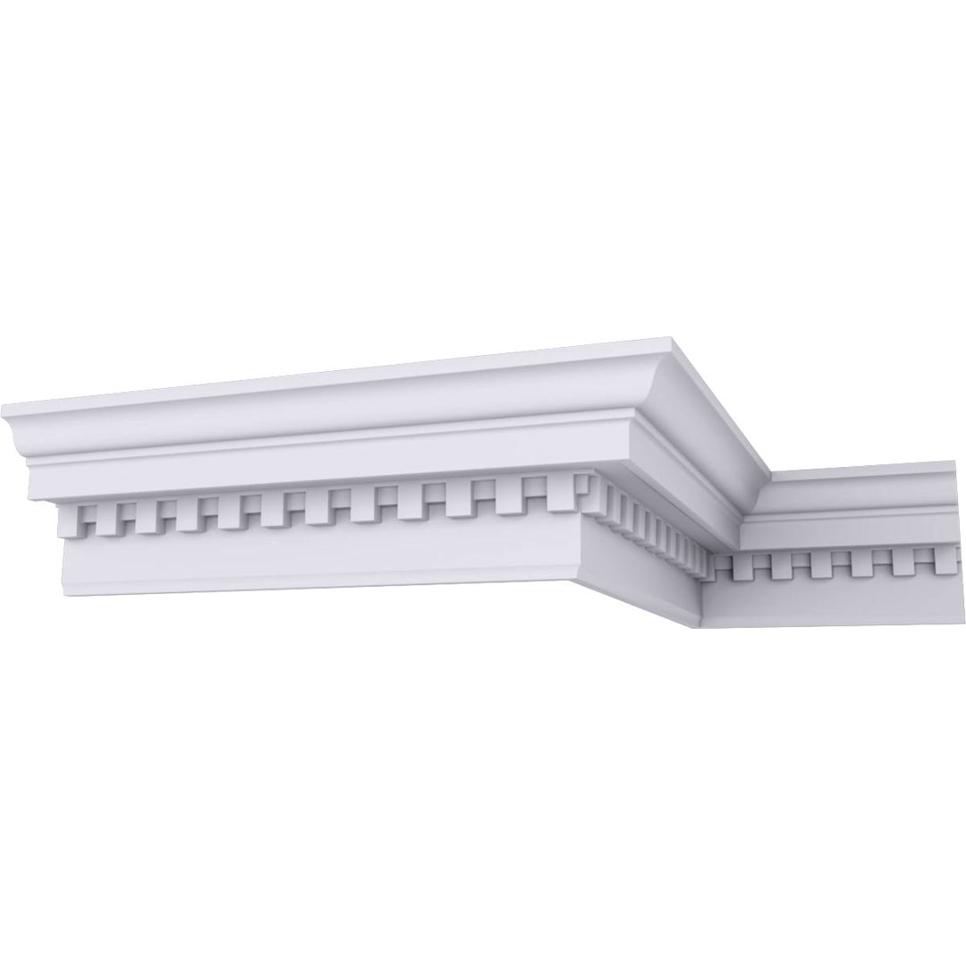 6 3/4"H x 4 3/4"P x 8 3/8"F x 94 1/2"L Dentil Crown Moulding Ekena Millwork