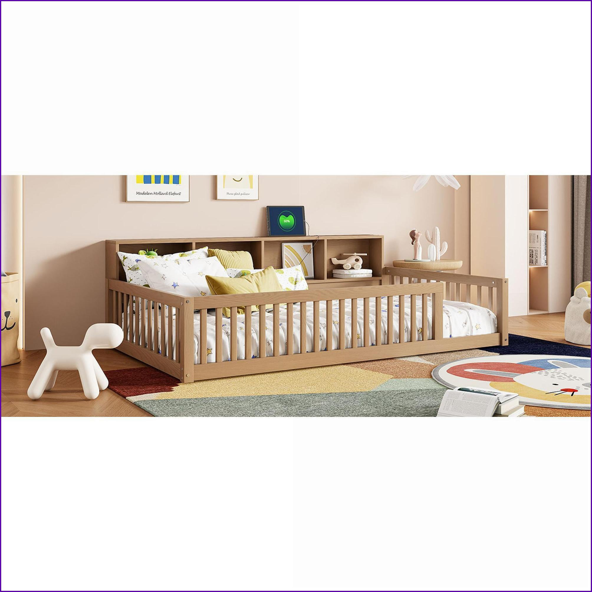 Latitude Run® Twin XL Size Pine Wood Platform Bed with Storage & USB ...