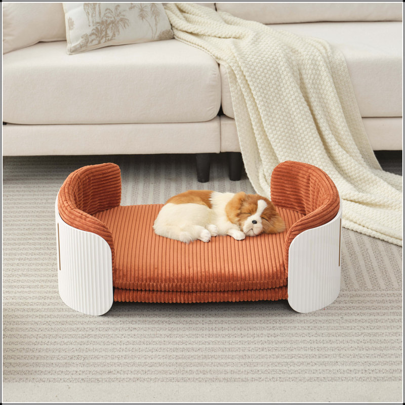 Lit pour animaux de compagnie, Brun / Blanc, H 10,23 po x l 33,46 po x P 20,07 po