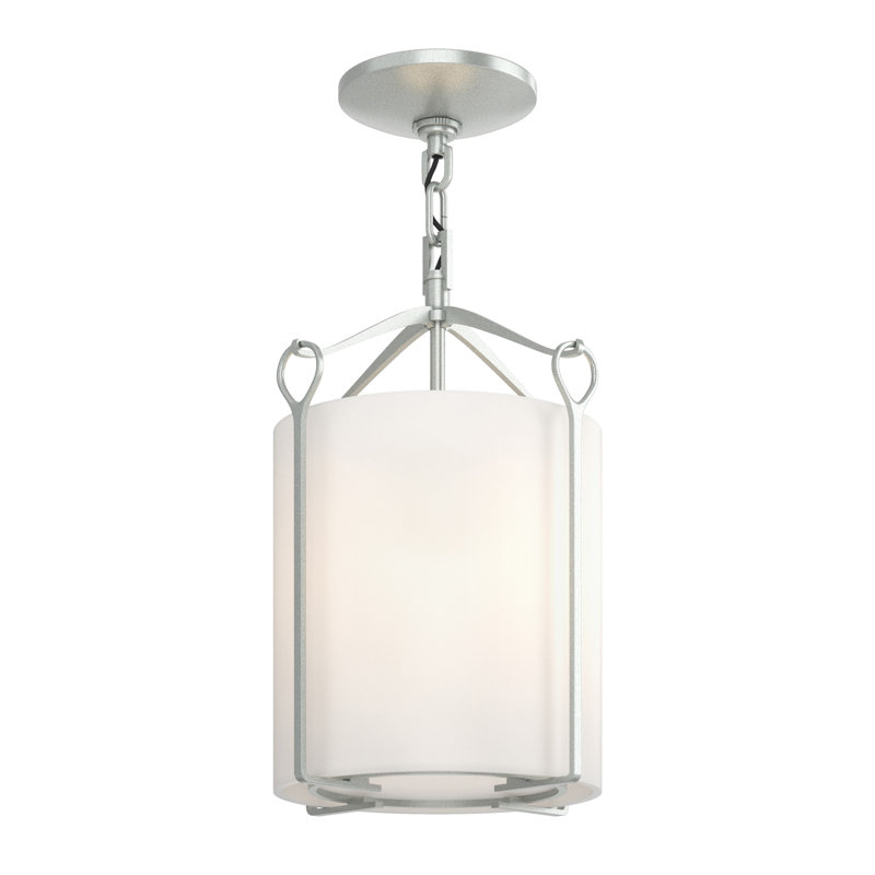 Bow 1 - Light Semi Flush Mount, Vintage Platinum, Opal White