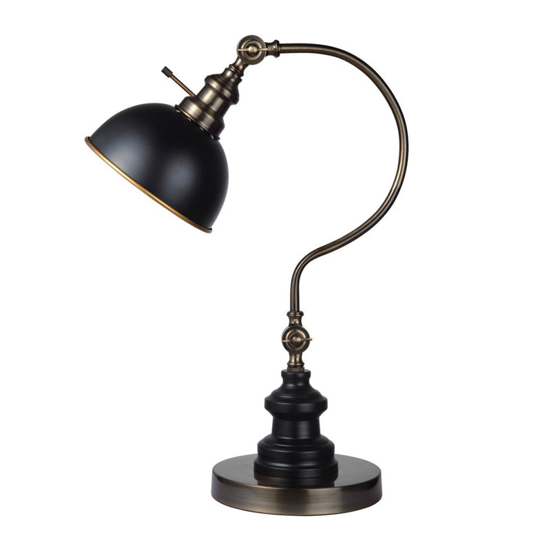 Lampe de bureau avec prise 22 po Rey, Or antique