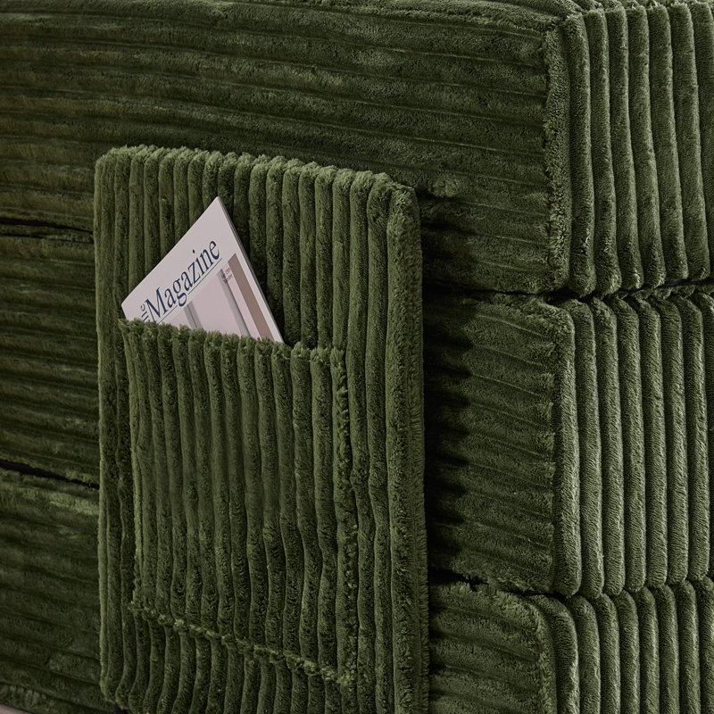 Canapé modulaire rembourré en L 106 po Sisle, Velours côtelé vert