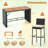 7-piece Patio Bar Dining Set Pe Rattan Furniture Set With Acacia Wood Tabletop & Soft Cushions