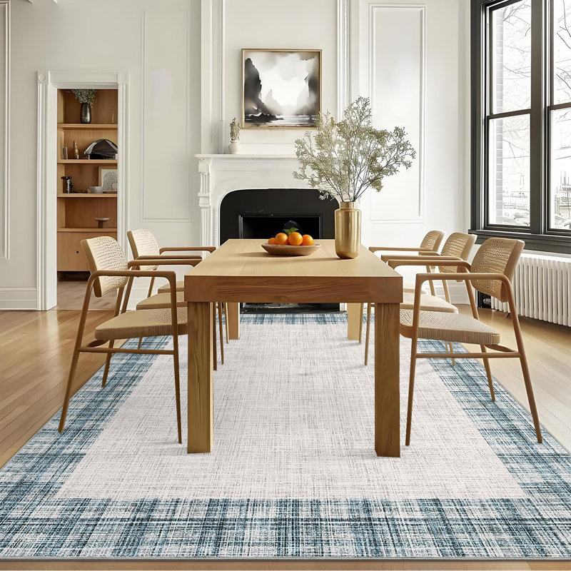 Couloir moderne à motif écossais à bordure douce et lavable avec envers en caoutchouc antidérapant TPR, tapis pliables à faible épaisseur