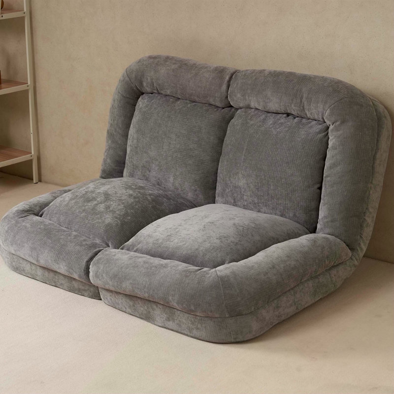 Canapé-lit convertible simple pliable, gris, partie gauche du produit complet., Gris