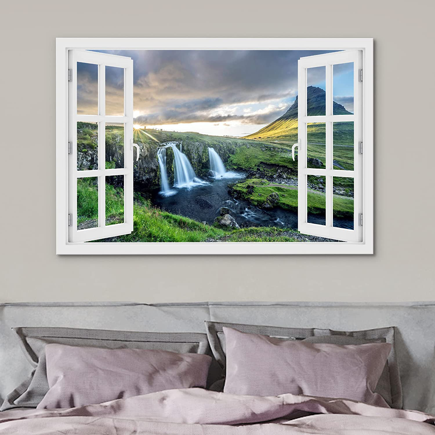 IDEA4WALL Icelandic Waterfall Valley On Canvas Print Wayfair