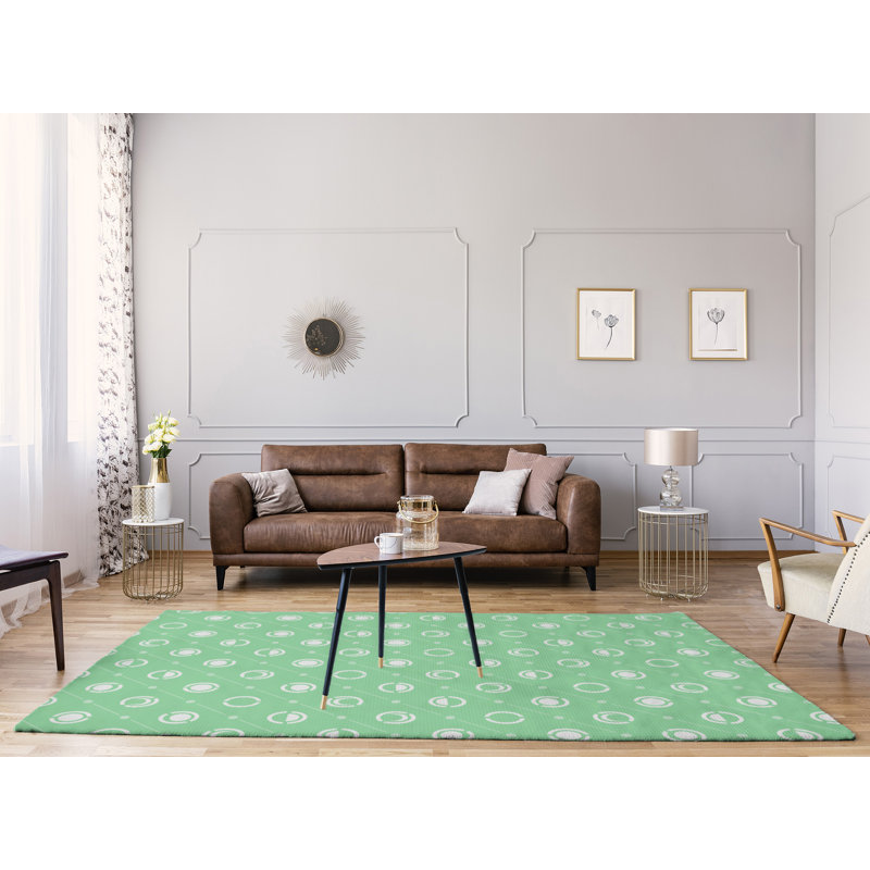 Tapis vert / blanc Moon Phases, Rectangle 9 pi x 12 pi