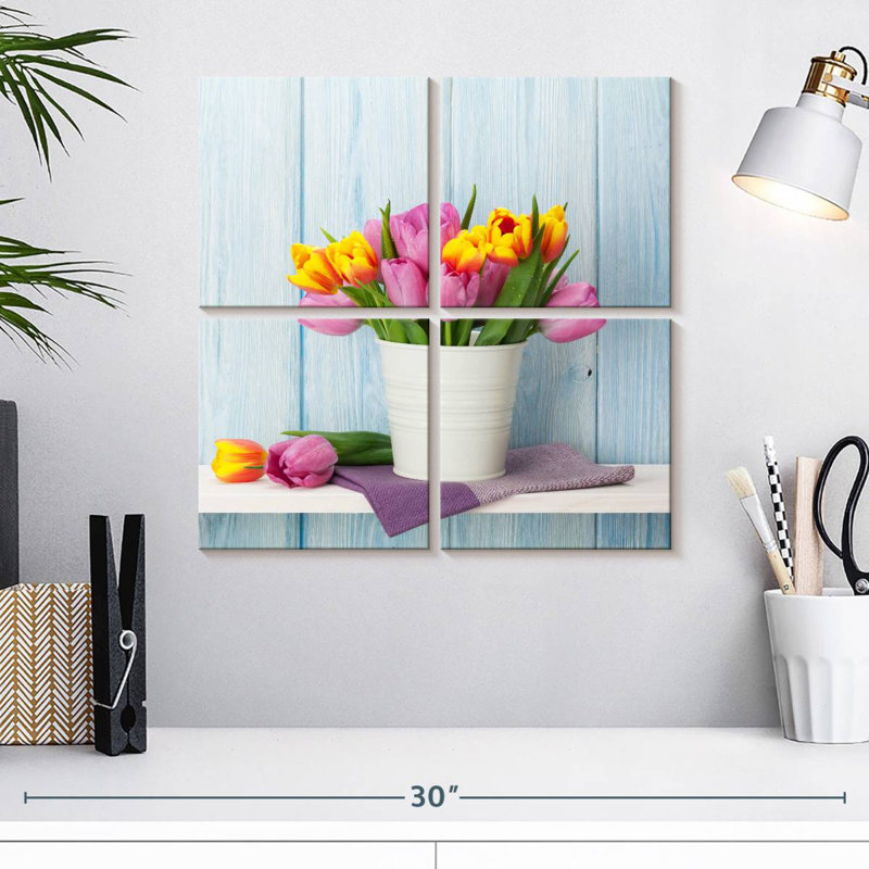 Harnek tulipes dans un seau, H 18 po x l 18 po