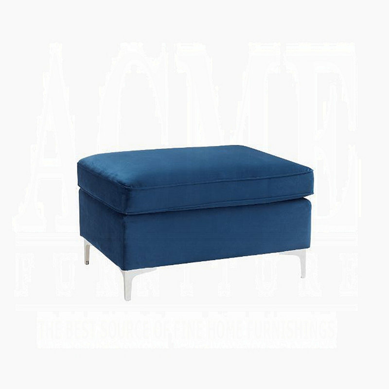 Repose-pieds modulaire en velours bleu Jaszira, Bleu
