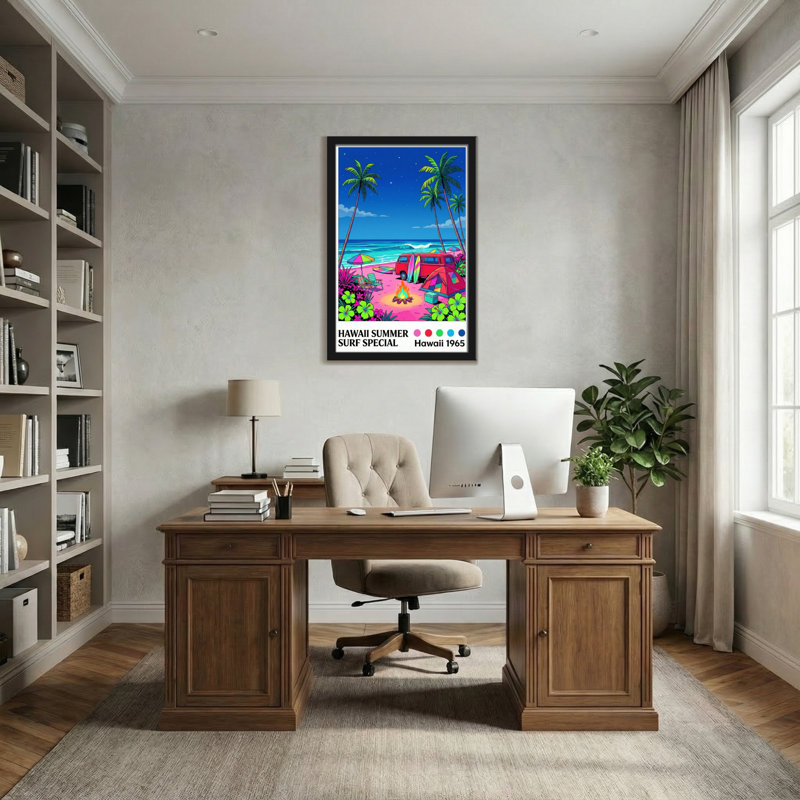 Paysage et nature Plage tropicale Surf Van Campfire Night, H 18 po x l 12 po