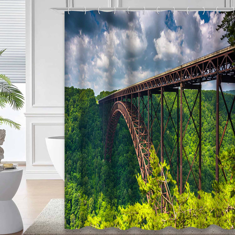 Rideau de douche West River New River Bridge Canyon avec 12 crochets, L 72 po x l 84 po