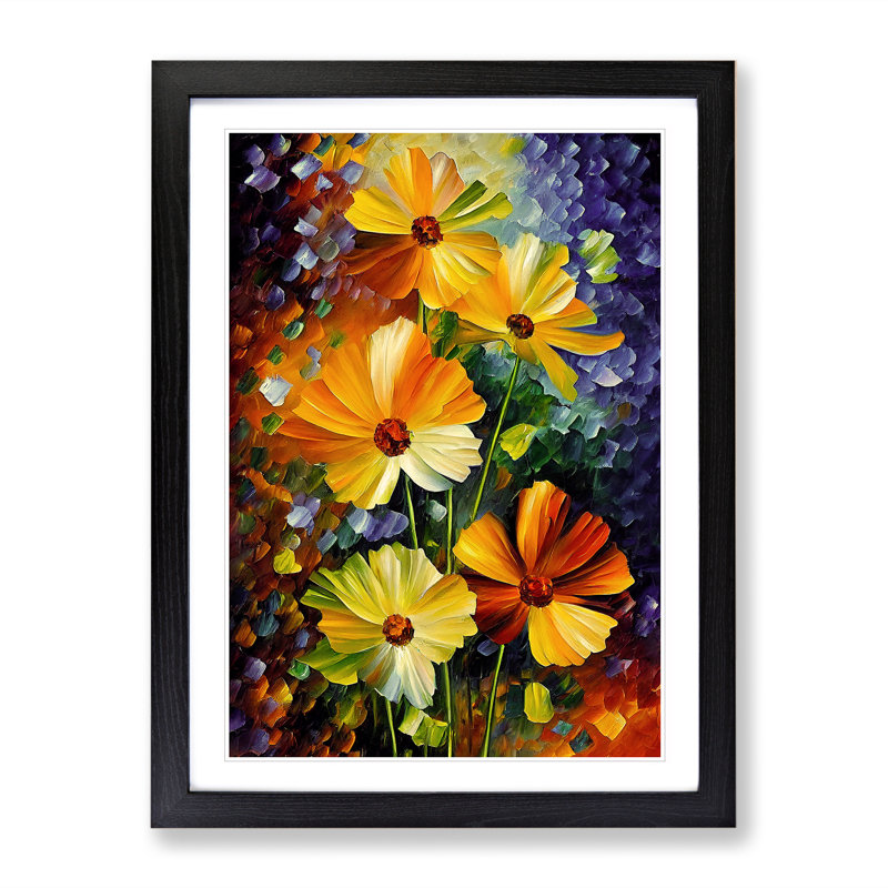 A Selection Of Flowers No.2 - Single Picture Frame Painting, 34cm H x 25cm W x 2cm D, Black
