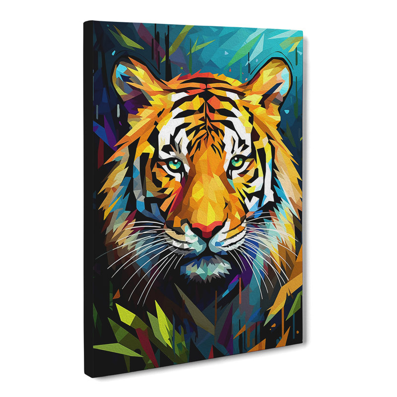 Tiger Cubism Art No.2 - Wrapped Canvas, 50cm H x 35cm W x 3cm D