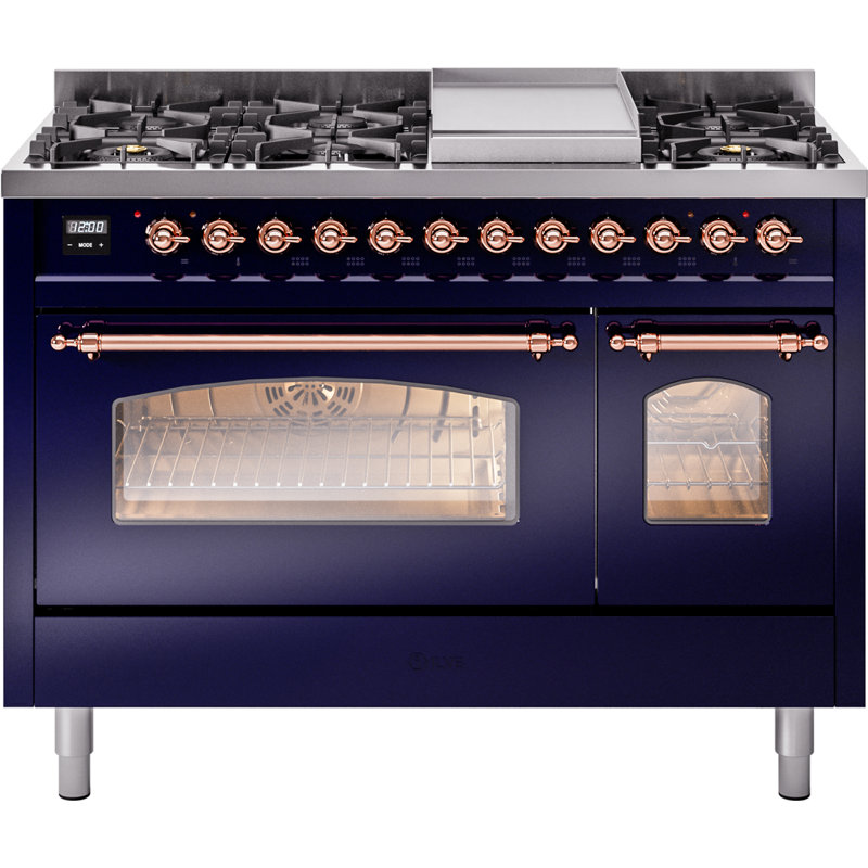 ILVE Nostalgie II 48 Dual Fuel Range , Natural Gas, Glossy Black/Brass