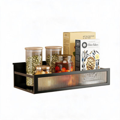 A set of 3 magnetic spice racks – 30cm, metal, no-drill kitchen storage racks with nail-free stickers or magnets - White