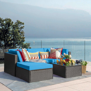 Mykya 4 - Person Modular Patio Conversation Sets with Cushions