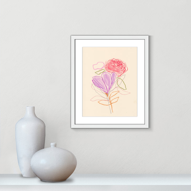 «Simple Floral III» par Bea Dina, Blanc, H 19 po x l 16 po x P 1,25 po, Papier avec cadre unique blanc