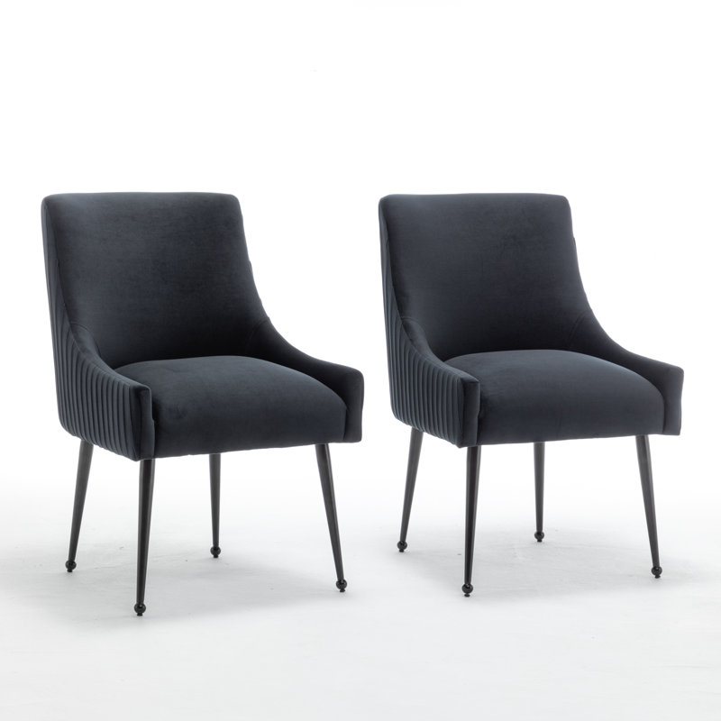 Axia Velvet Dining Chair, Black, 2