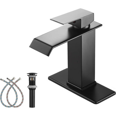 Robinet de salle de bain noir à cascade - Robinet pour salle de bain à poignée simple