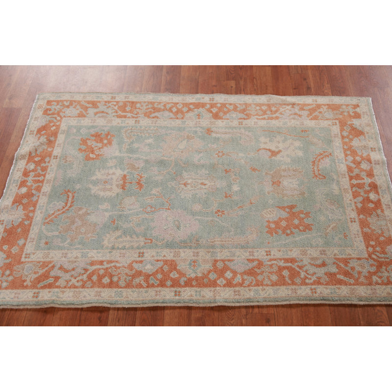 Vegetable Dye Green Oushak Turkish Rug 3x5