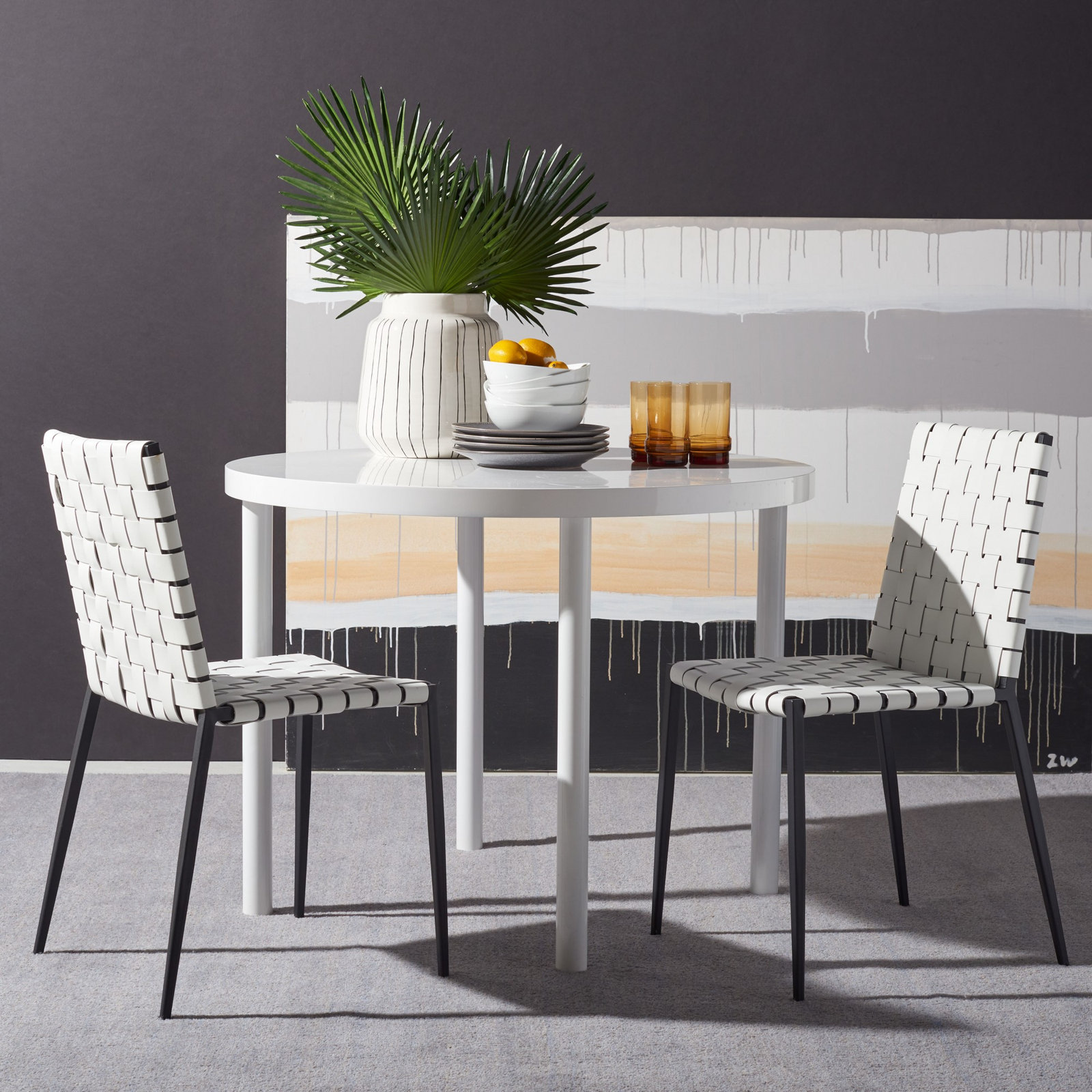 Brett Leather Upholstered Side Chair, Black, White