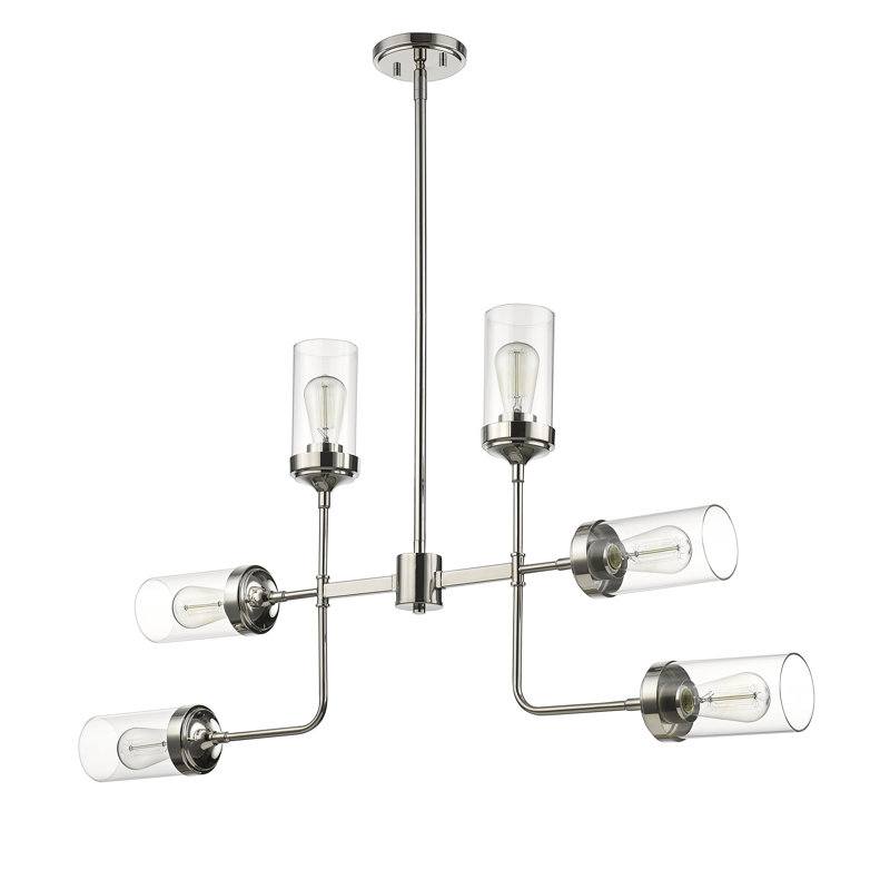 Lustree linéaire 6 lumières spoutnik modern Grantham, Nickel poli
