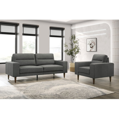 Loseff 2-Piece Fabric Upholstered Sofa & Chair, Gray
