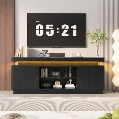 TV Stand with Power Outlet, Entertainment Center with Storage and Adjustable Shelf, TV Console for Living Room, Modern Media Console by Ebern Designs