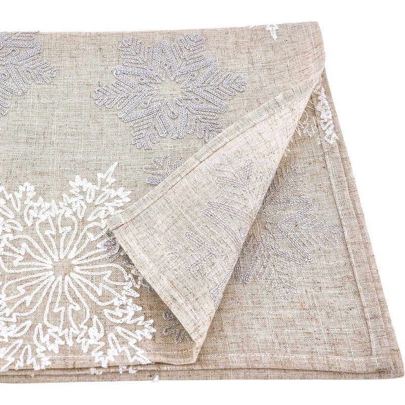 Snowflake Table Runner, Natural, 16"X70"