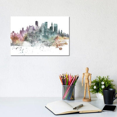 Boston Pastel Skylines - Wrapped Canvas Print