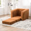 Lit simple convertible orange avec accoudoirs et fond imperméable pour la vie en appartement antidérapant en chenille