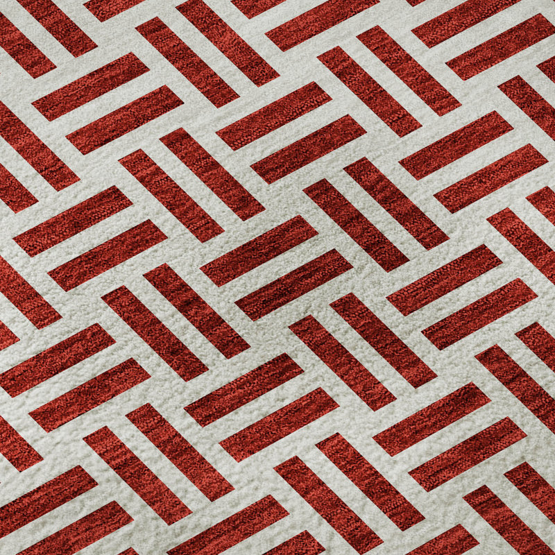 Tapis rouge lavable à la machine de qualité supérieure Prisco, Rectangle 1 pi 8 po x 2 pi 6 po