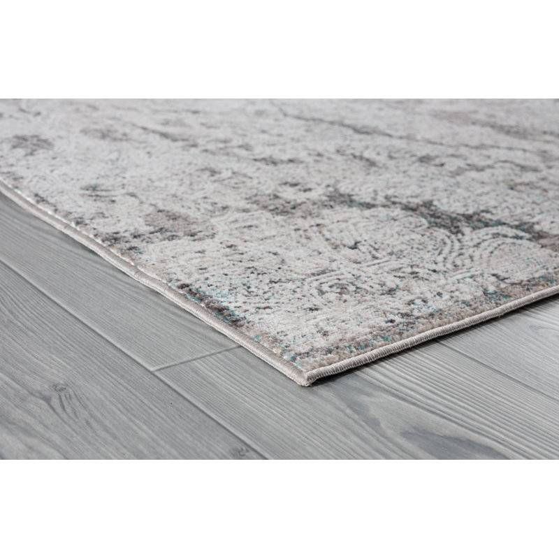 Tapis gris à motif floral Rummond, Rectangle 1 pi 7 po x 3 pi