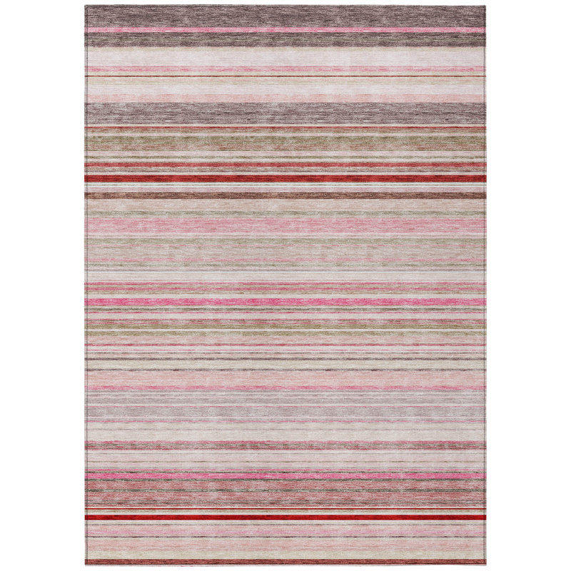 Tapis intérieur lavable rayé rose 3 pi x 5 pi 3 po x 5 pi