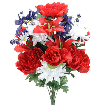 Bouquet de 18 poinsettias artificiels 18 tiges, faux velours, oeillet poinsettia