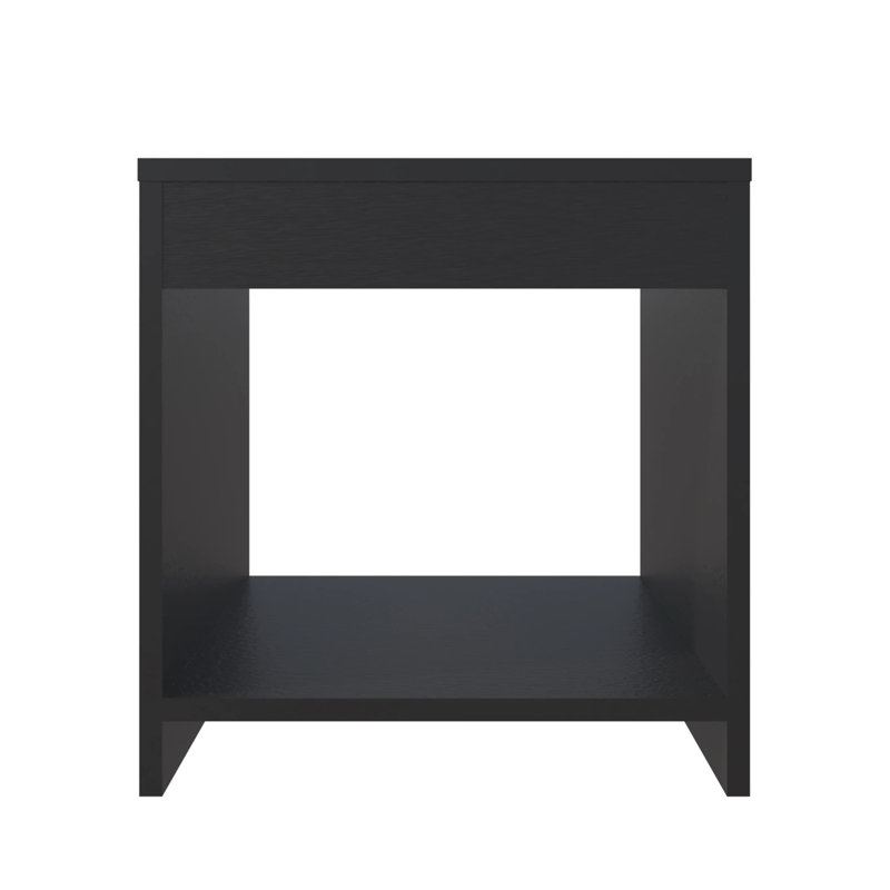 Nightstand With Open Storage - Modern Bedroom Nightstand With Storage Drawers | Stylish Furniture Organizer, Black