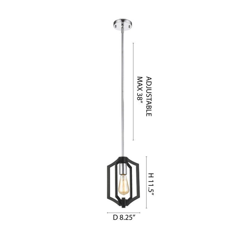 Luminaire suspendu cage moderne 1 lumière noir